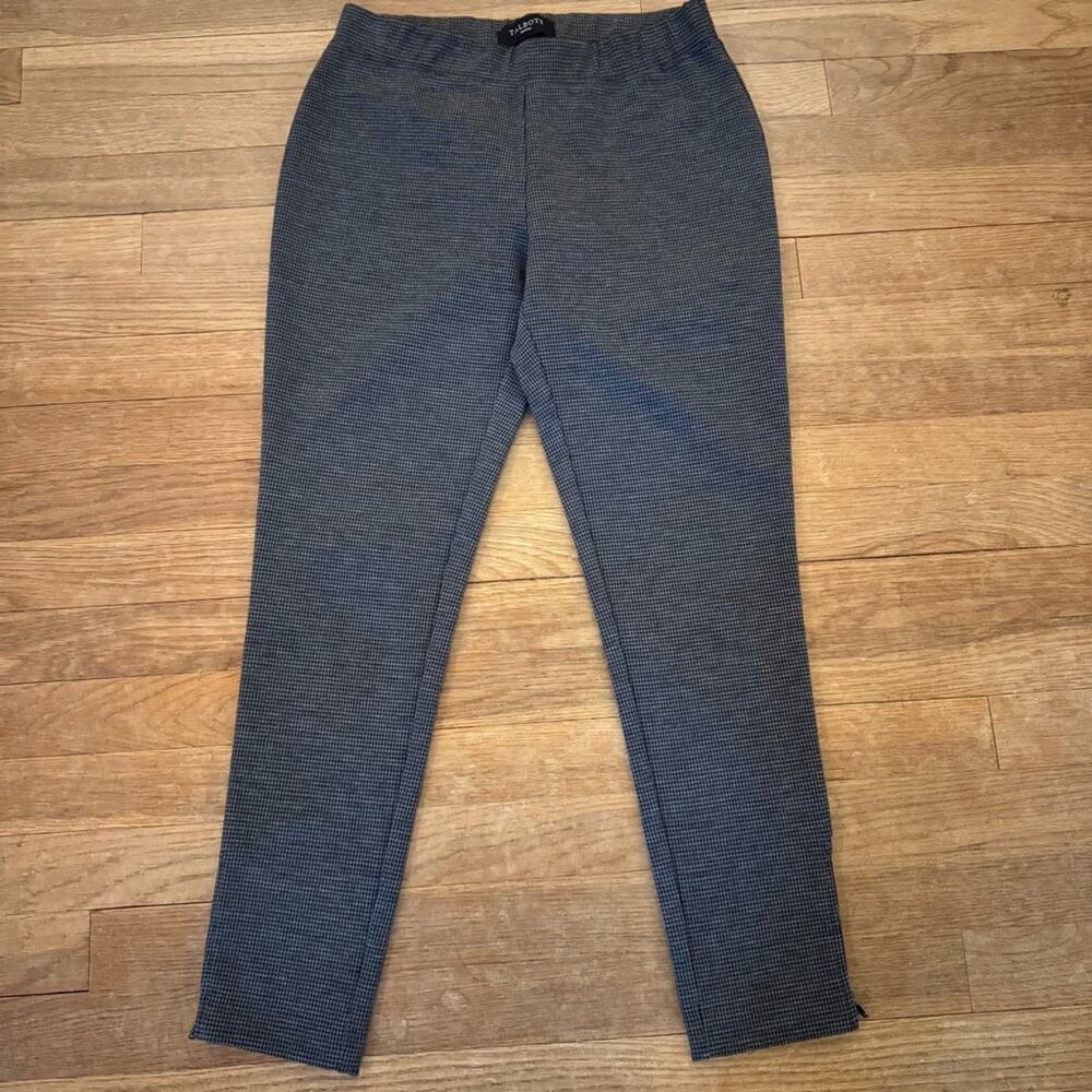 Talbots black gray plaid ankle leggings size SP
 b29